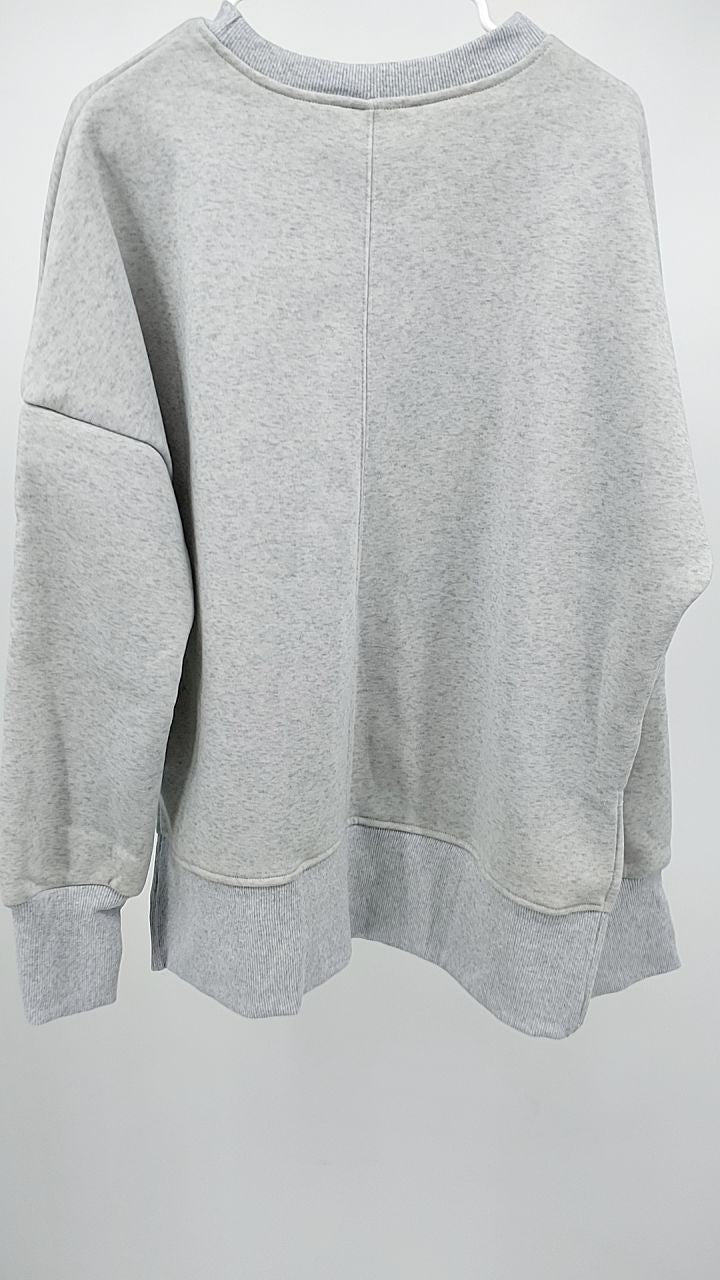 Side Slit Round Neck Long Sleeve Sweatshirt