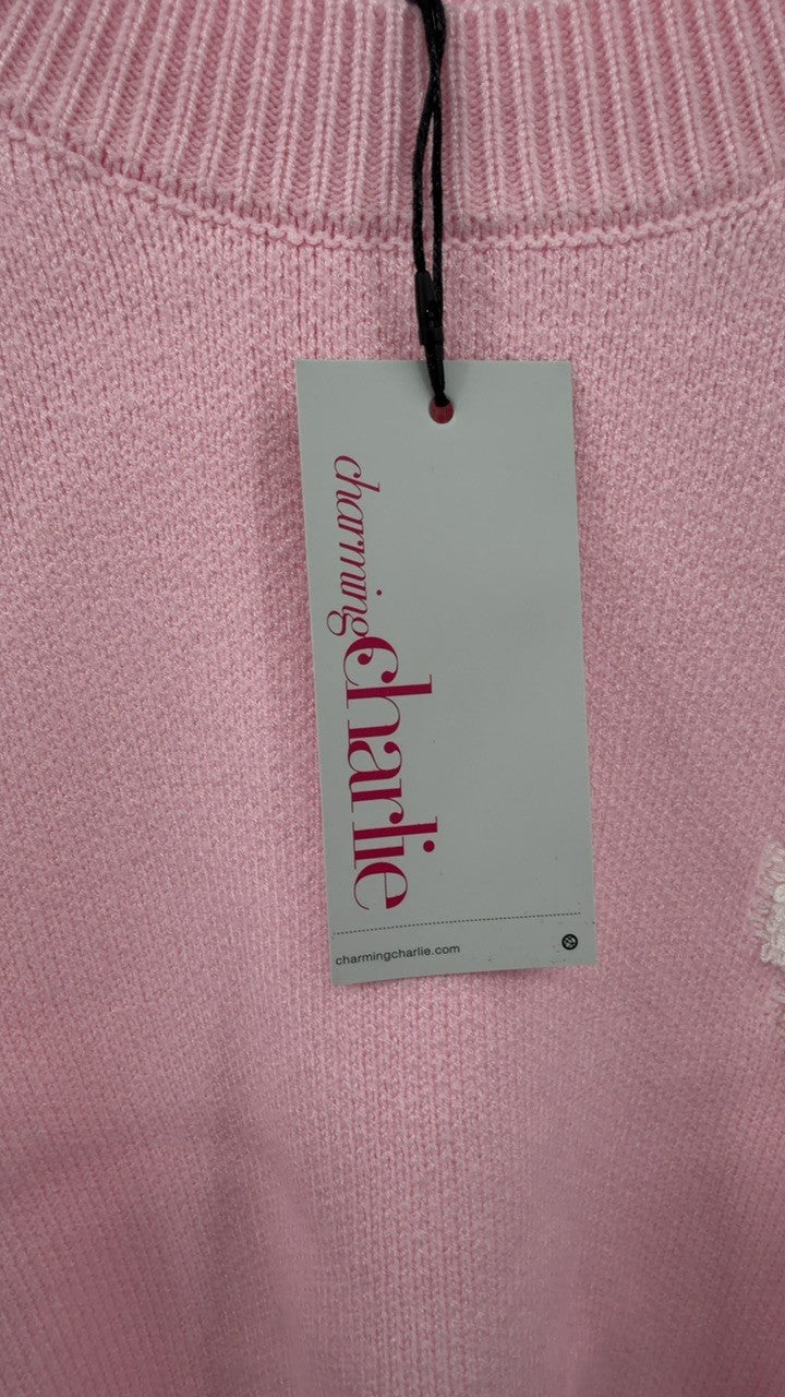 Slit Round Neck Dropped Shoulder Sweater