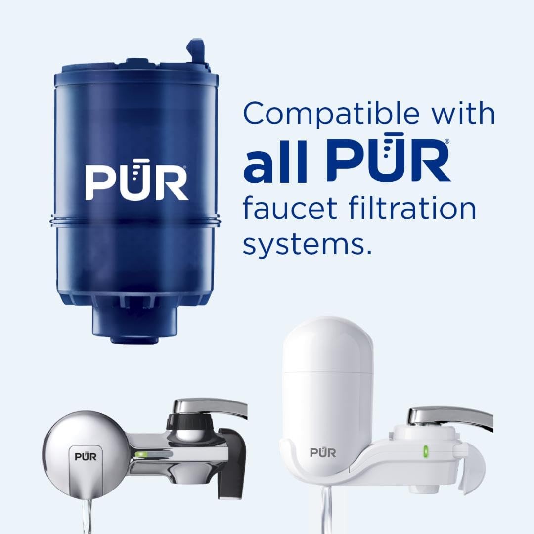 Genuine PUR PLUS Faucet Filter 2-Pack, 3-in-1 Mineral Filtration, Blue
