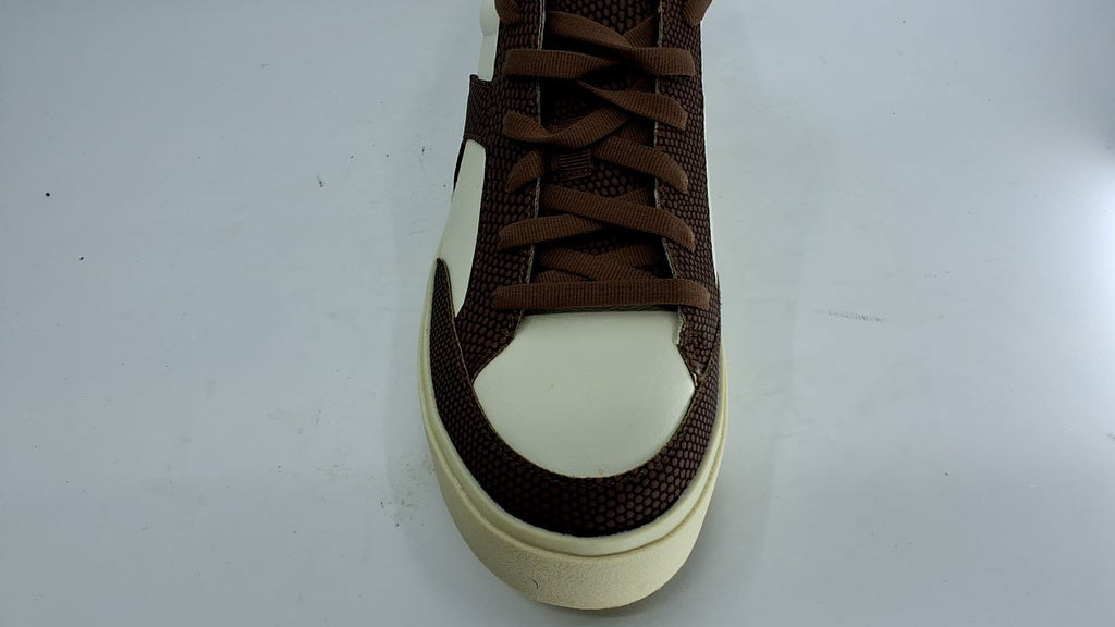 Dr. Scholl's Women's Madison Lace Sneaker, White/Brown, 8.5