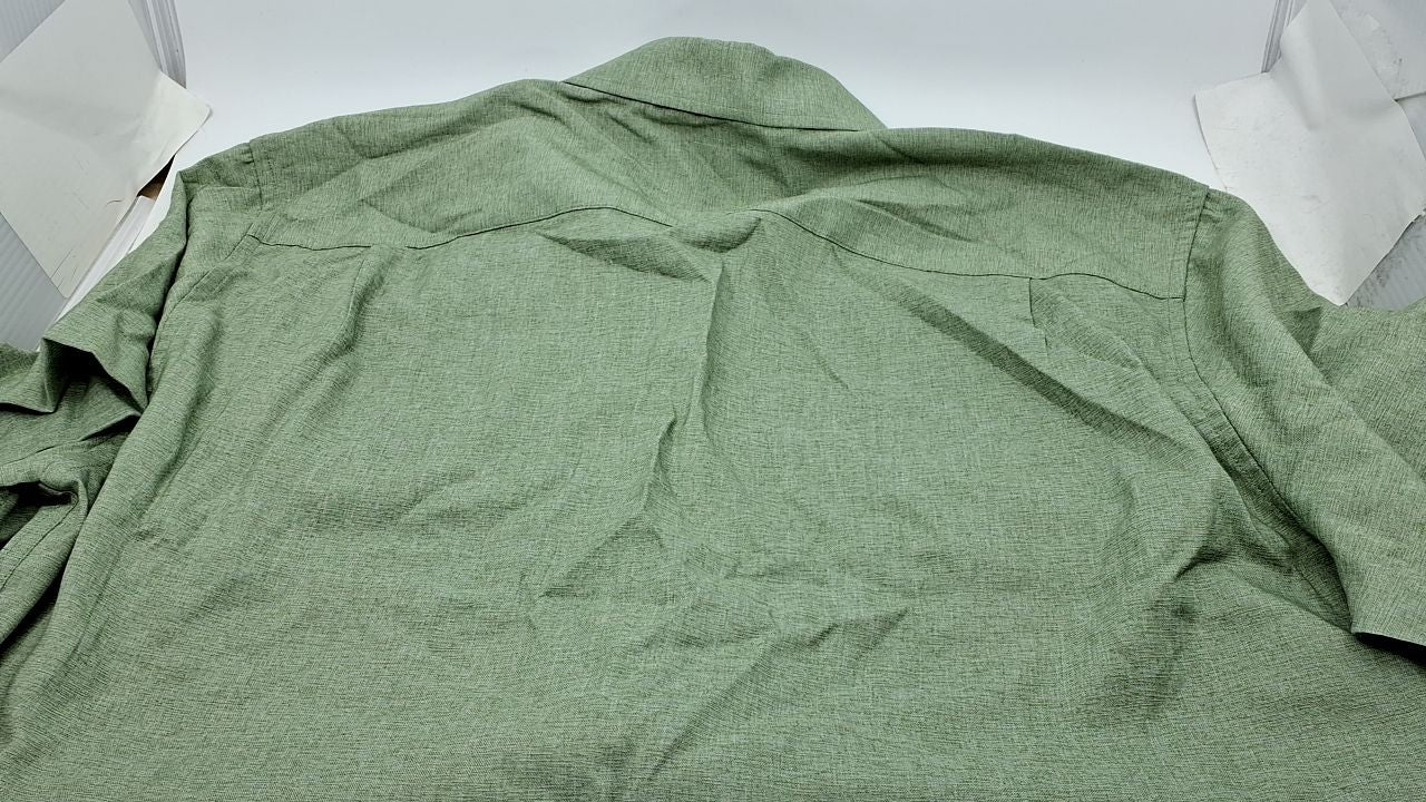 Mens Linen Button Down Shirt Short Sleeve Casual Mint Green L