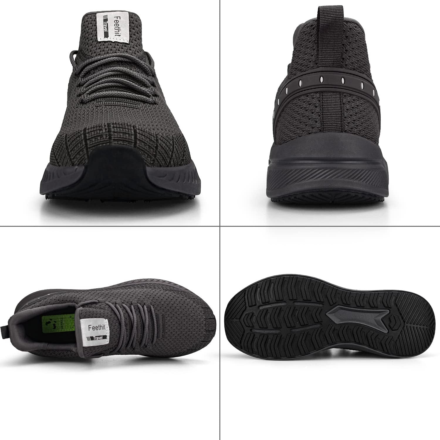 Feethit Lightweight Slip On Running Shoes Dark Grey Size 9