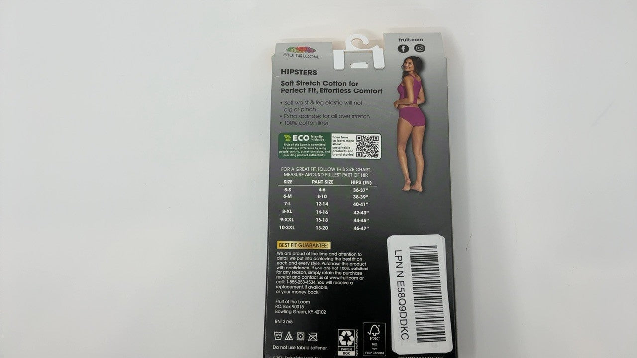 Fruit of the Loom Women's Hipster Underwear, 6 Pack, Plus Size, Cotton Blend