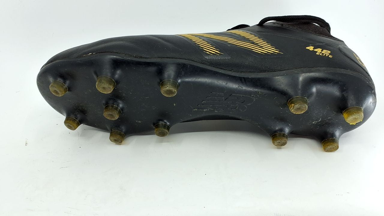 New Balance Men's 442 Elite FG V2 Soccer Shoe, Black/Gold Metallic, 8