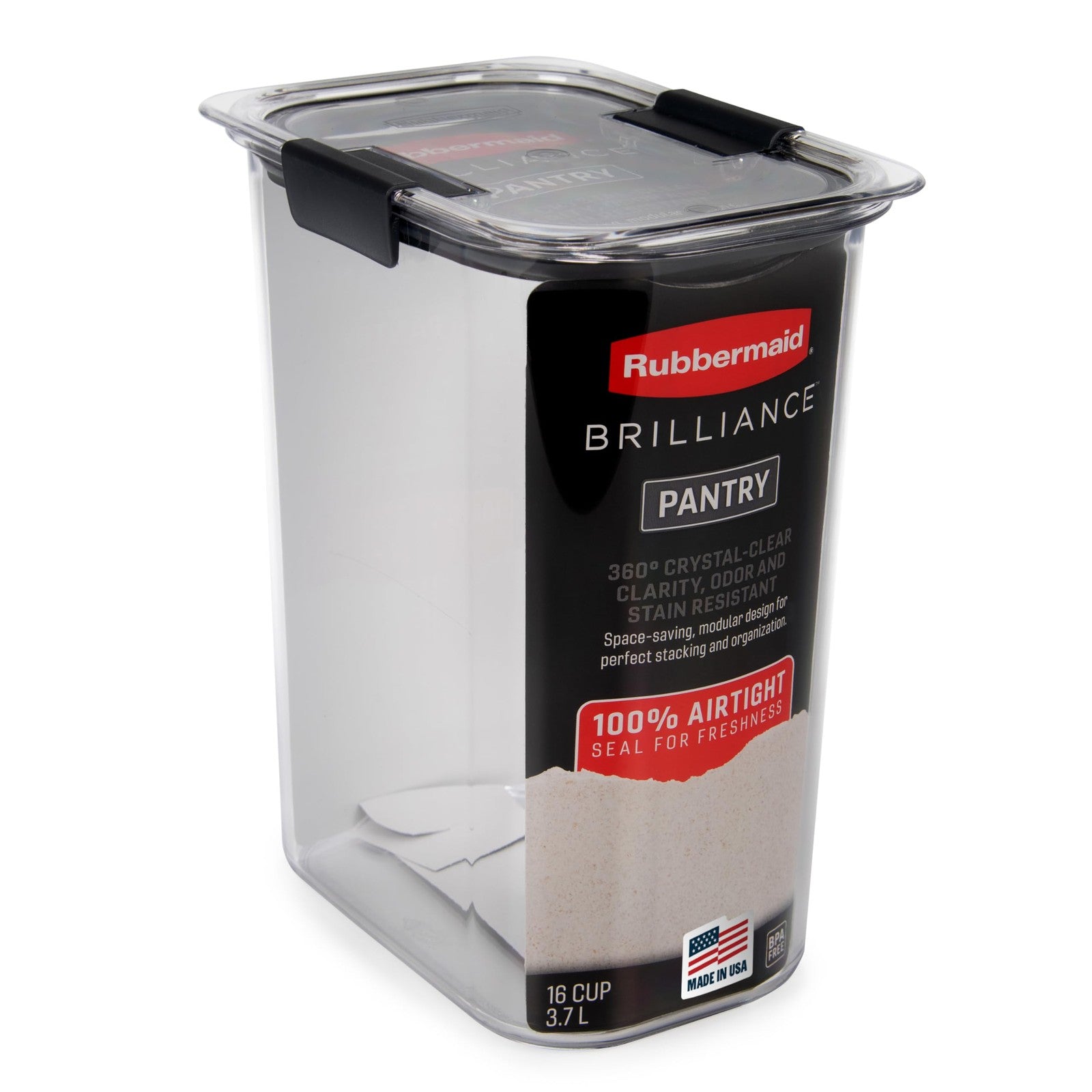 Rubbermaid Brilliance 16-Cup Airtight Food Storage Container Clear/Grey