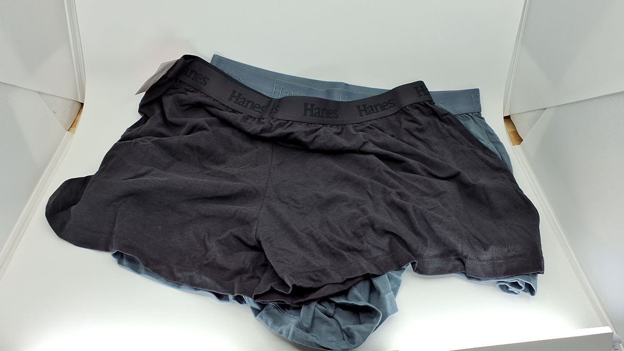 Hanes Originals Women's Lounge Shorts 2-Pack, Large, Black/Stargazer Grey