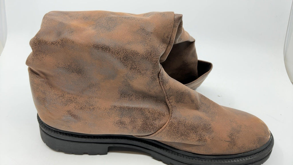 Medieval Renaissance Pull On Boots Dark Brown Mid Calf Cosplay Shoes