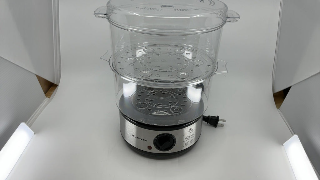 OVENTE 2-Tier Electric Food Steamer, 5 Quart, Stainless Steel, Silver