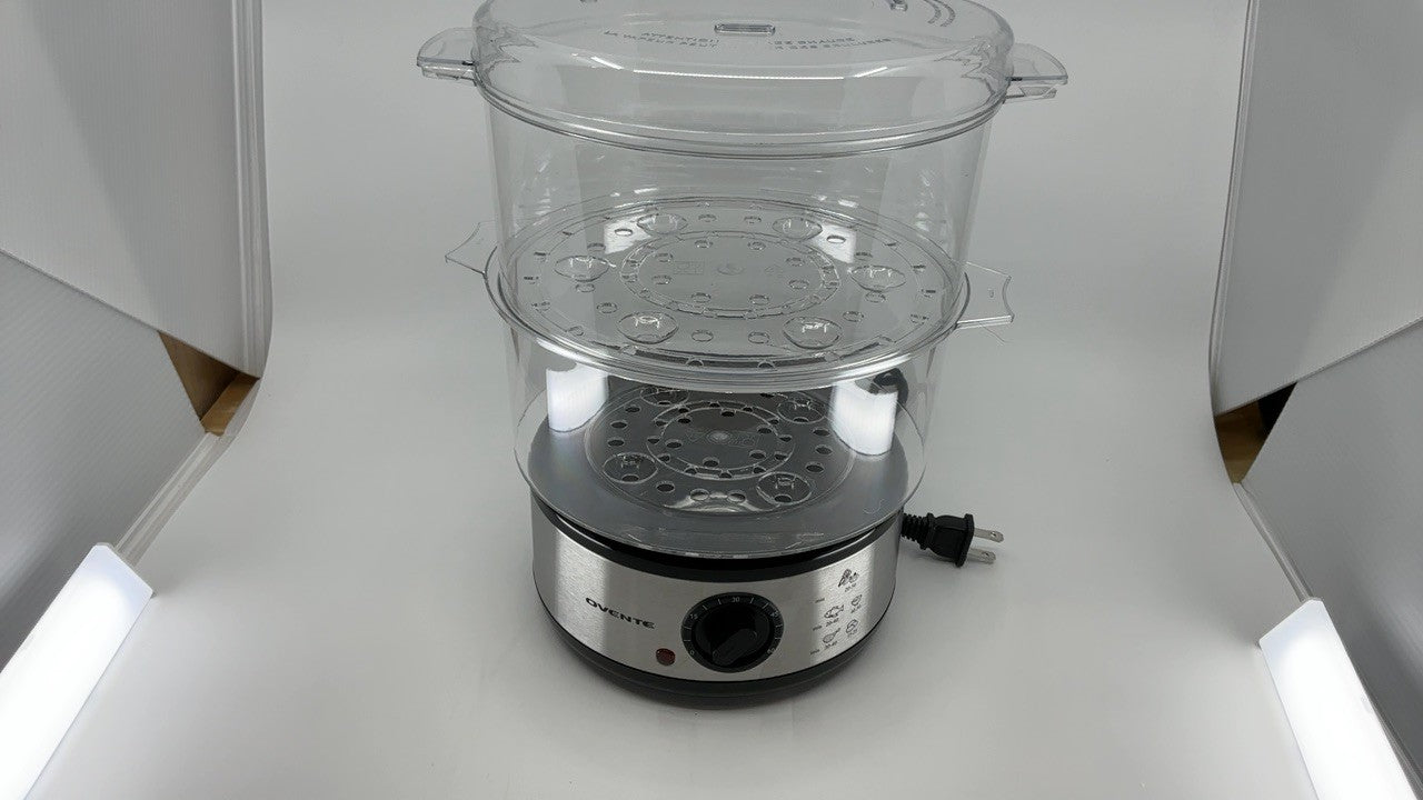 OVENTE 2-Tier Electric Food Steamer, 5 Quart, Stainless Steel, Silver
