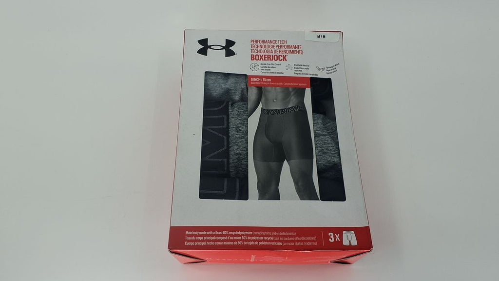 Under Armour Men's 3-Pack Tech Boxer Briefs, 6 Inseam, Steel Heather