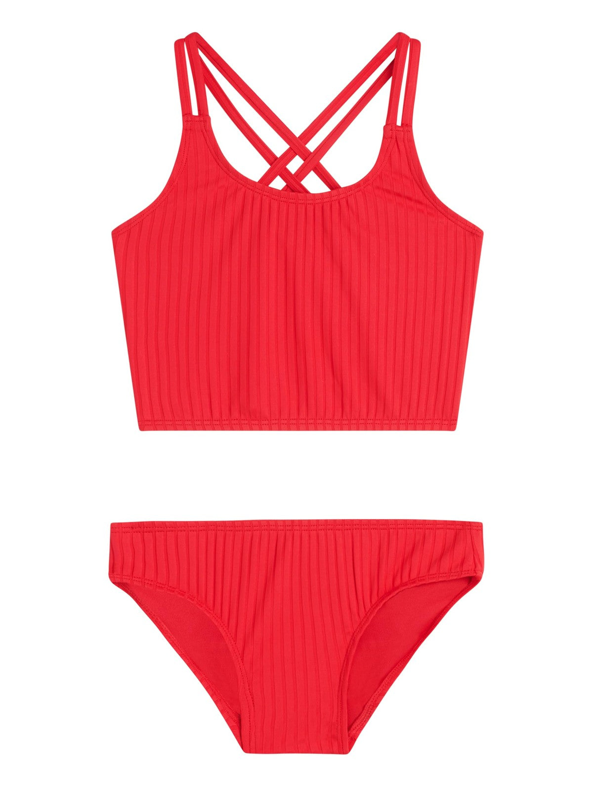 Drop Needle Solid Criss-Cross Tankini
