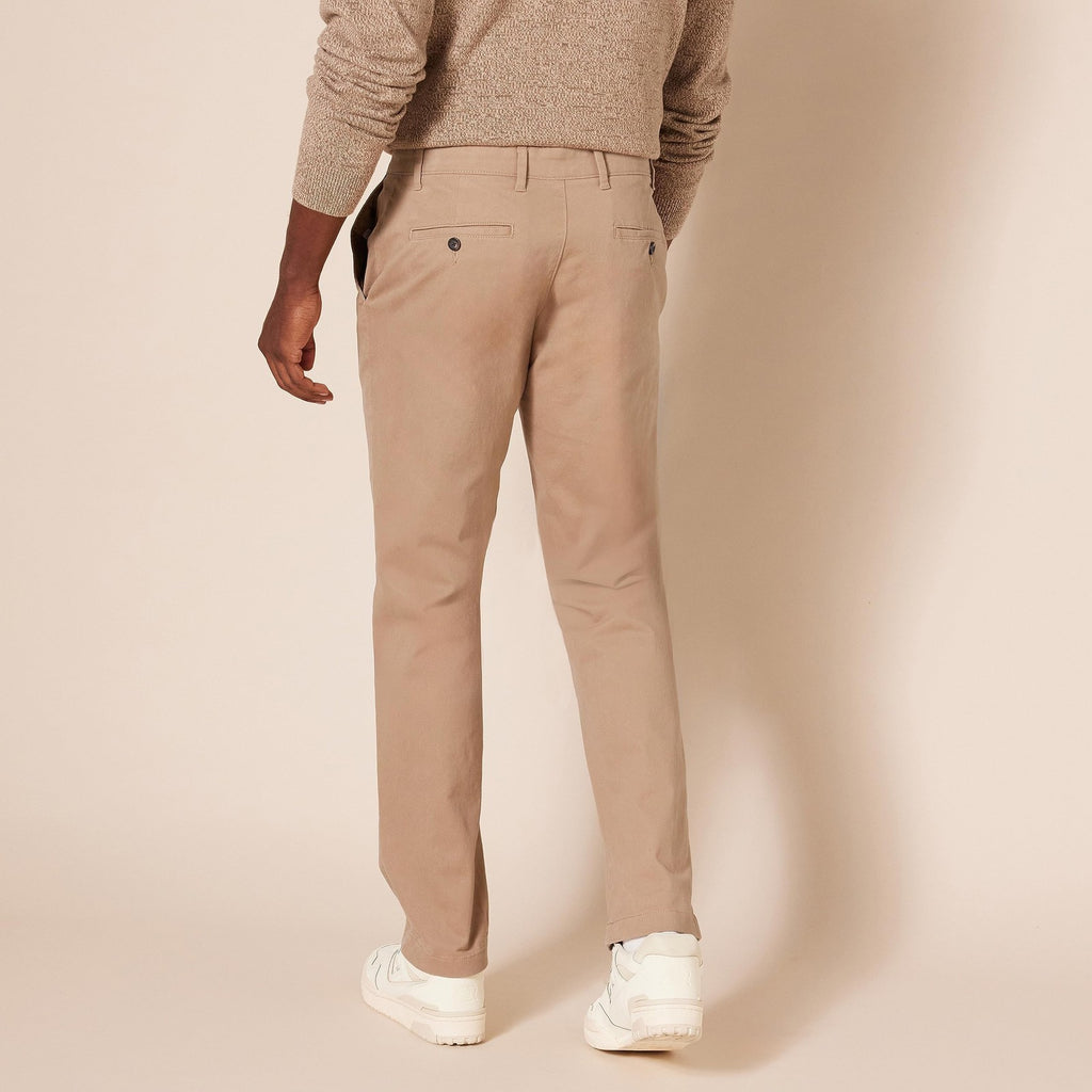 Men's Slim-Fit Chino Pants 36W x 32L Dark Khaki Brown Cotton