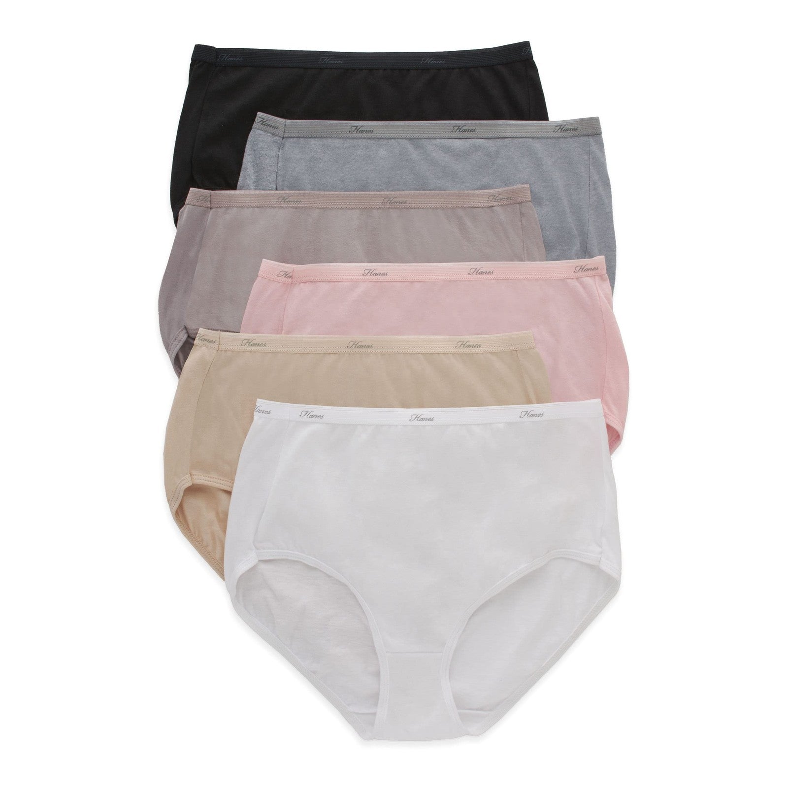 Hanes High-Waisted Panties 6-Pack, Moisture-Wicking, Size 9, Body Tones