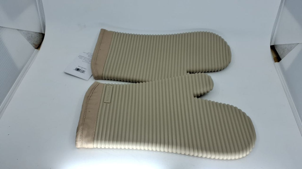KITCHENAID Ribbed Soft Silicone Oven Mitt 2-Pack Set, 7.5"x13", Milkshake