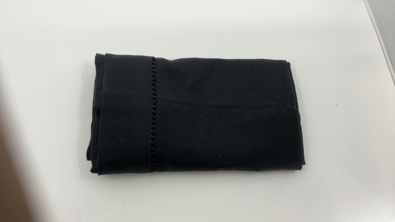 SARO LIFESTYLE Hemstitched Border Table Runner, Black, 16"x72"