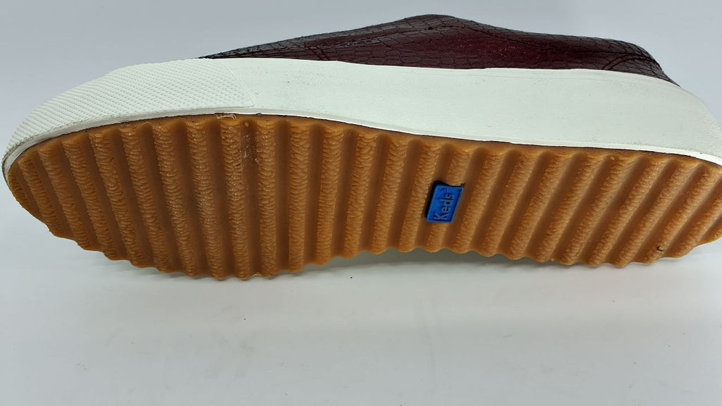 Keds Women's Remi Slip On Sneaker, Burgundy Embossed Leather, 11