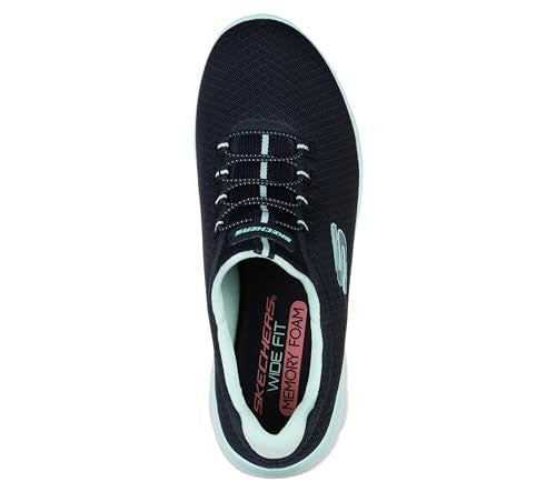 Skechers womens Summits Sneaker, Navy/Aqua, 10 Wide US