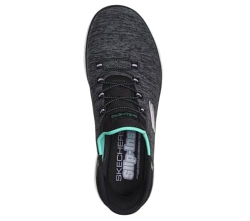 Skechers Summits Hands-Free Sneakers, Memory Foam, Size 7, Black/Turquiose