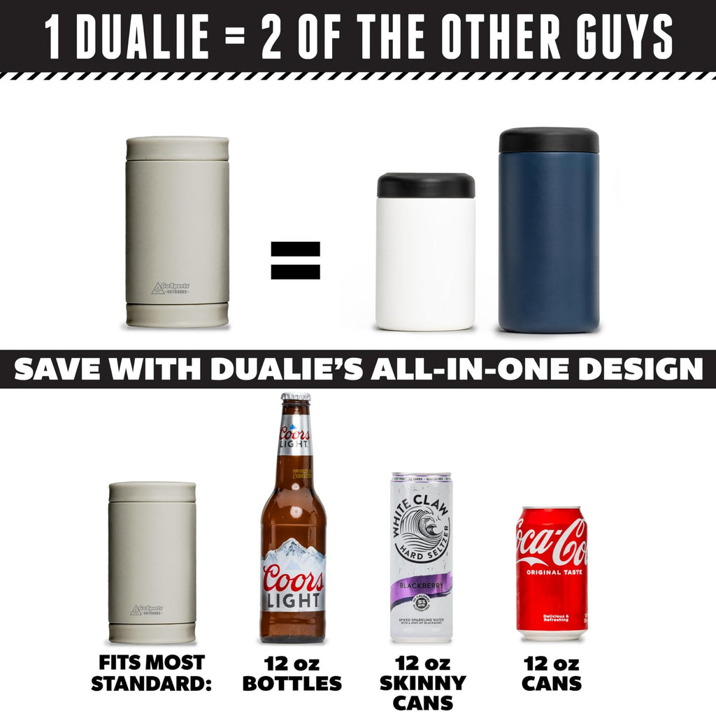 Insulated DUALIE Can Cooler Fog Gray - Fits 12 oz, Slim Cans & Bottles