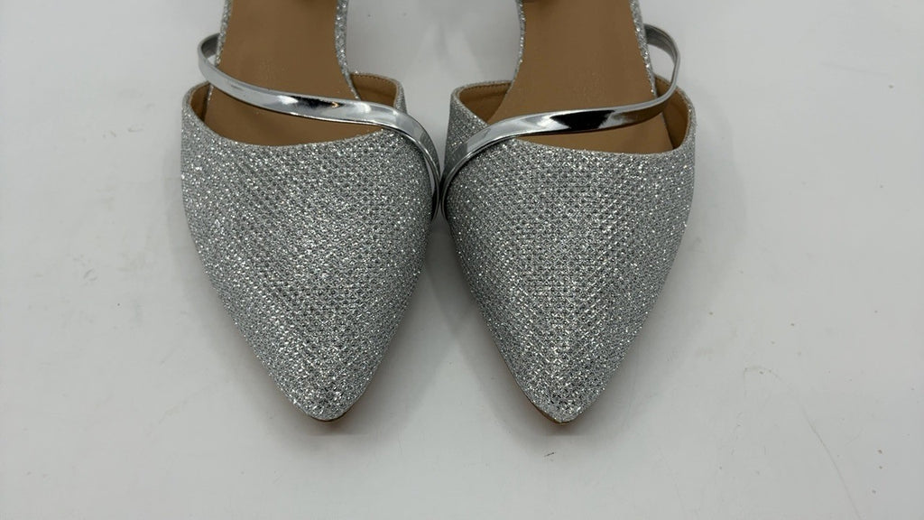 Elegant Silver Kitten Heels Dress Pumps Size 7 B(M) US