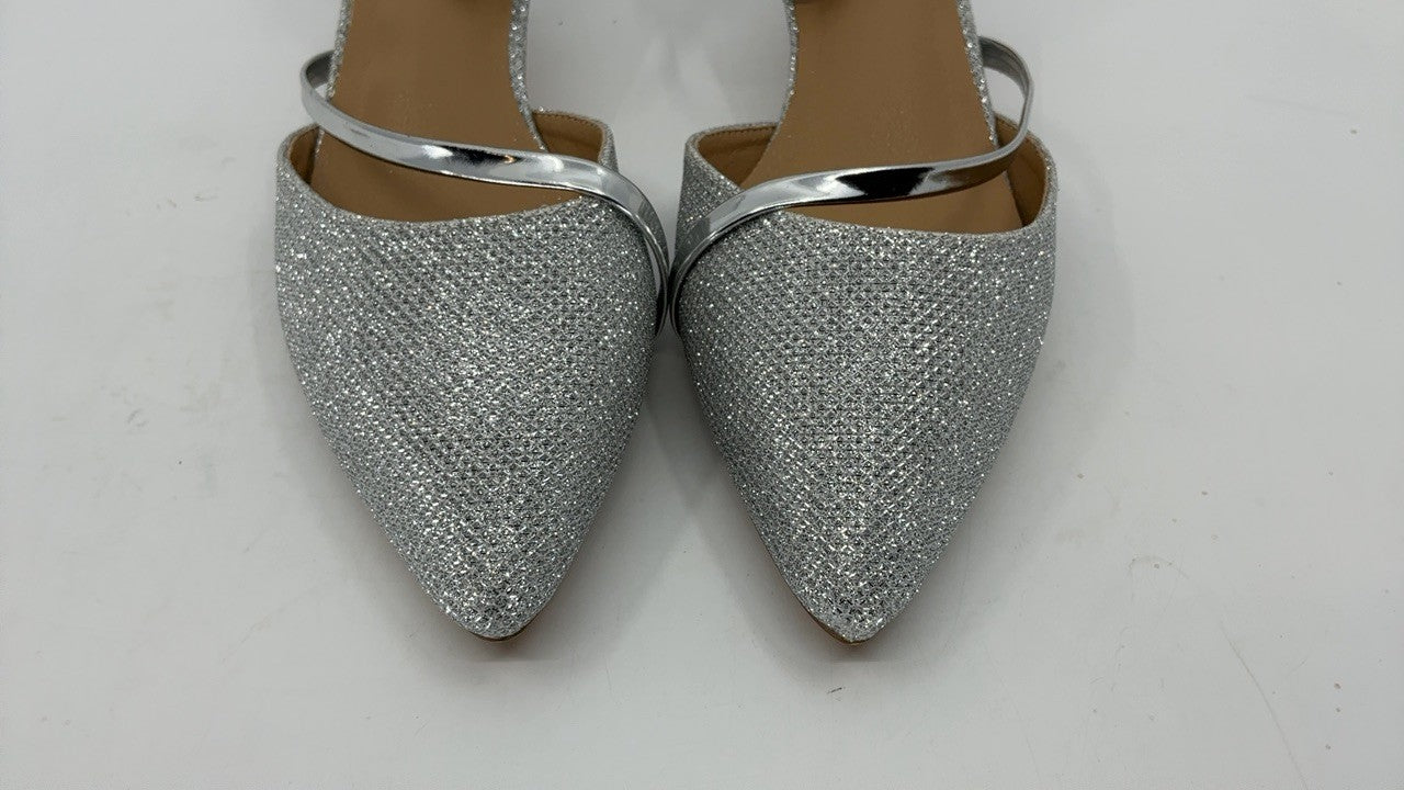 Elegant Silver Kitten Heels Dress Pumps Size 7 B(M) US