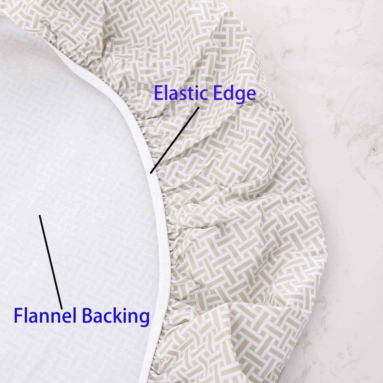 Round Vinyl Fitted Tablecloth 32-36 In, Elastic Edge, Weave Design