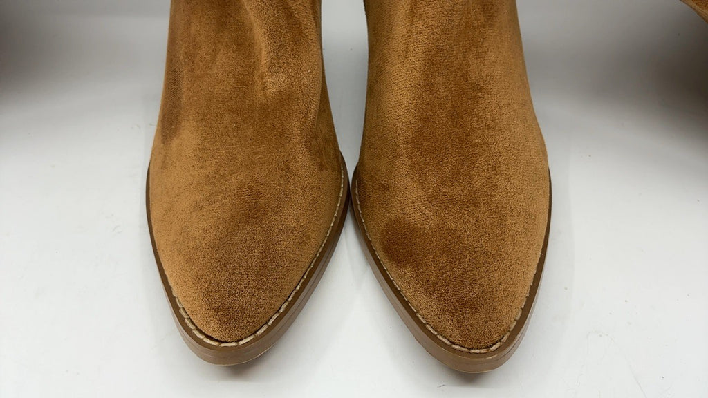 Fashion Knee High Suede Boots for Women Size 10 Brown Chunky Heel