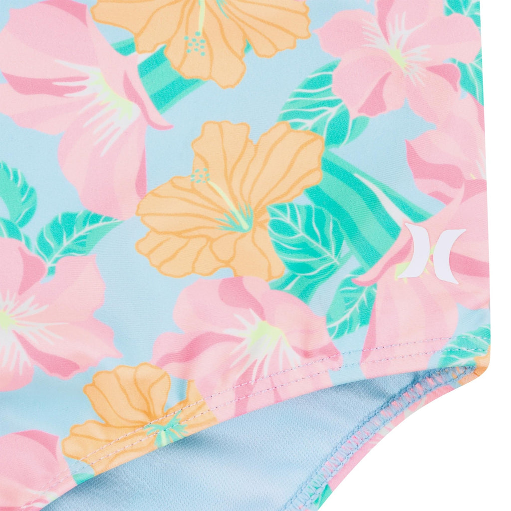 Hurley Girls One Piece Swimsuit, Blue Ice/Floral, 7