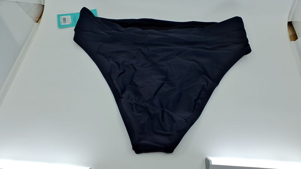 X-Large Women's Black High Leg Bikini Bottom, Wide Band Style