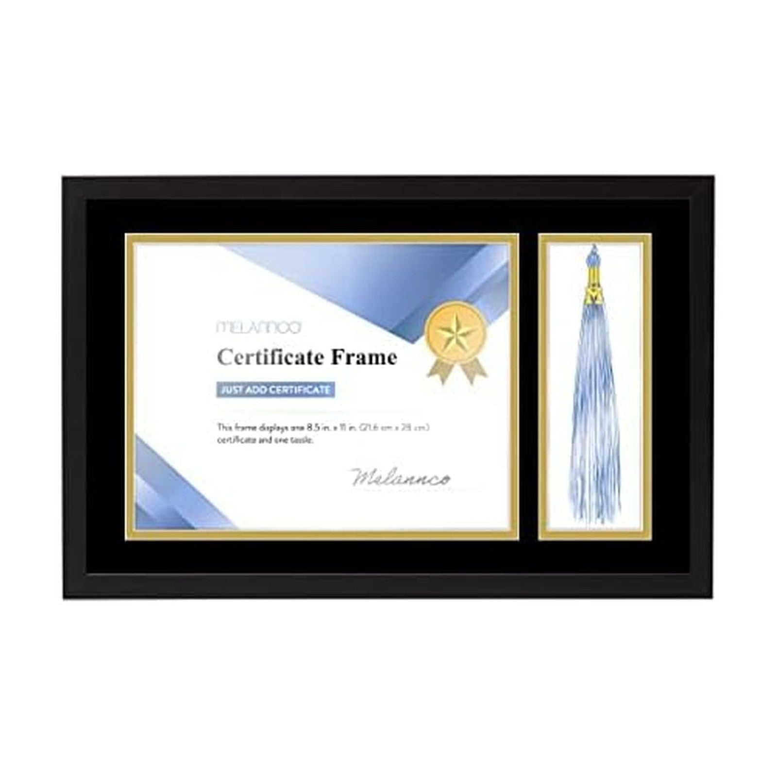 Melannco 18.8x12.1 In Black Diploma Frame for 8.5x11 In Certificate
