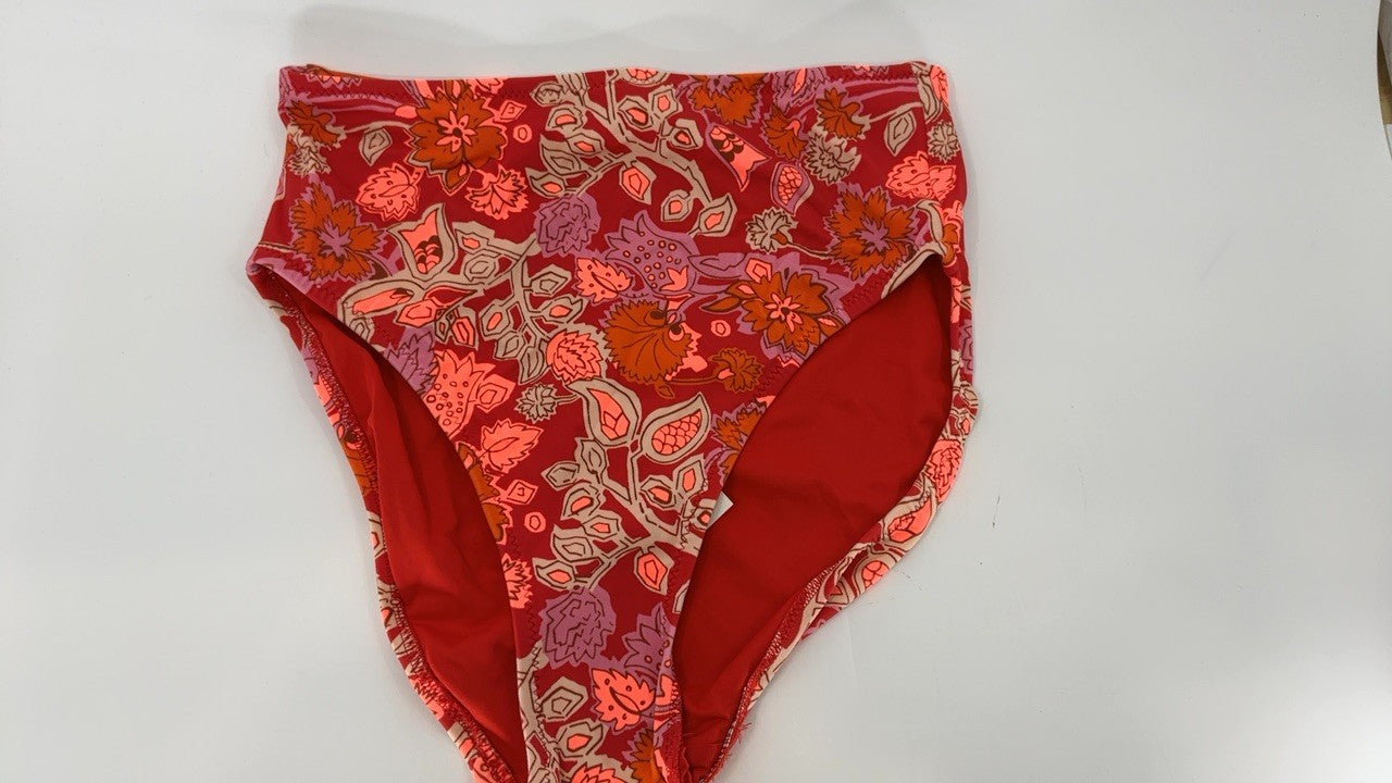 Bright Red Multi Floral Bikini Bottom, Women's X-Small