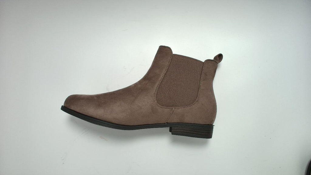VJH Confort Womens Taupe Solid Slip On Elastic Chelsea Bootie Low Heel, 8.5