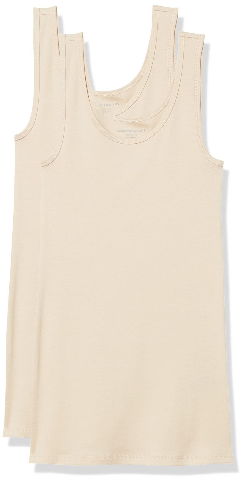 Amazon Essentials Women's Slim-Fit Tank Top, Pack of 2, Light Camel, Large
