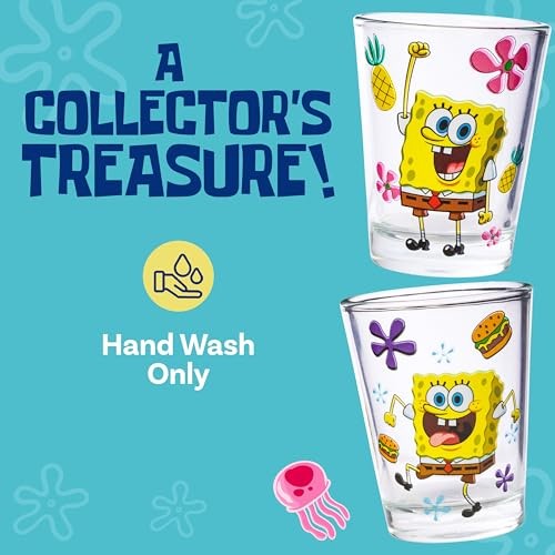 SpongeBob SquarePants 4 Piece Glass Set 1.5 Oz - Official Merchandise