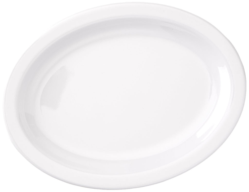 Winco MMPO-96W Oval Melamine Platter 9.75x6.75 in White 12 Pack