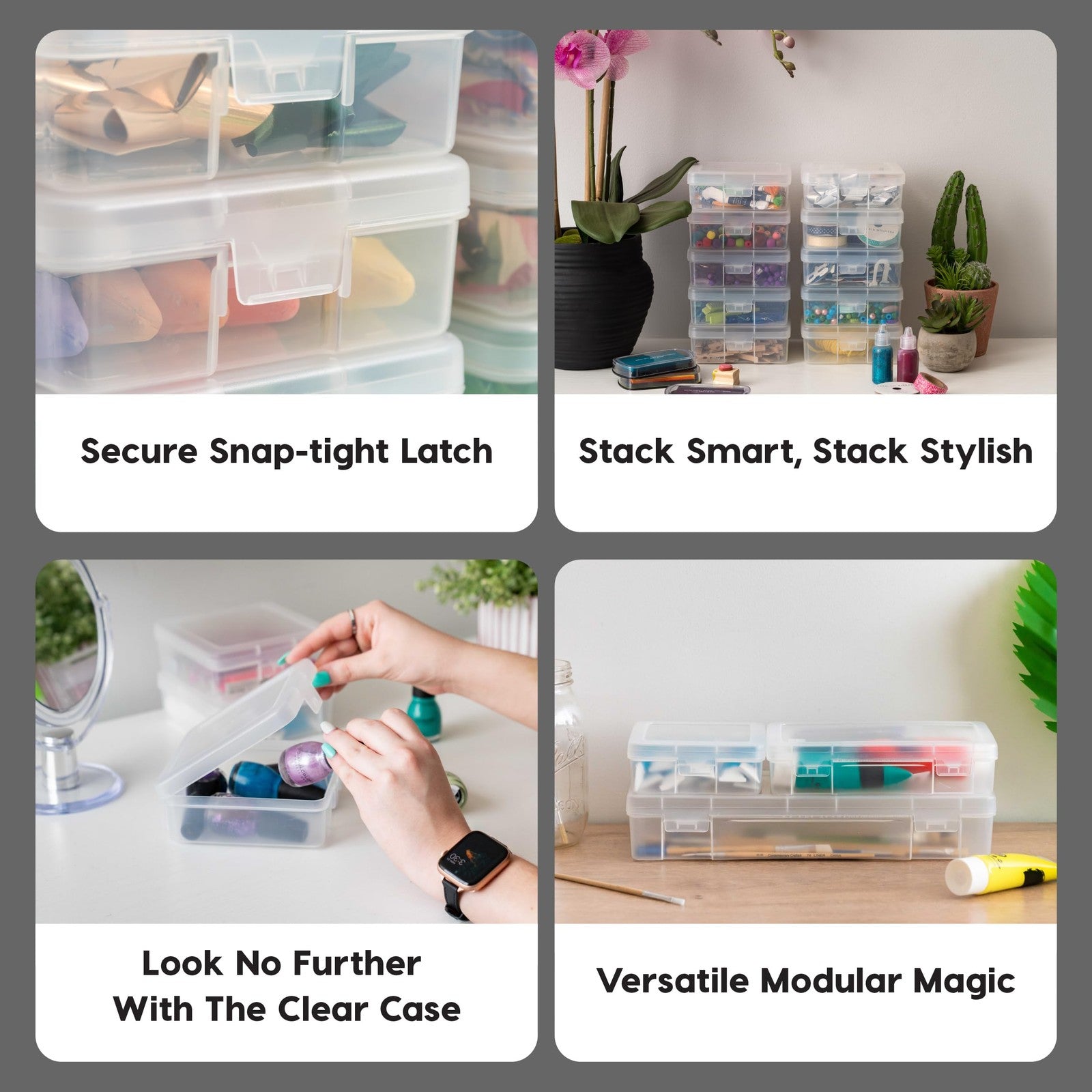 10-Pack Clear Plastic Storage Box Organizer w/ Snap Lid - Small