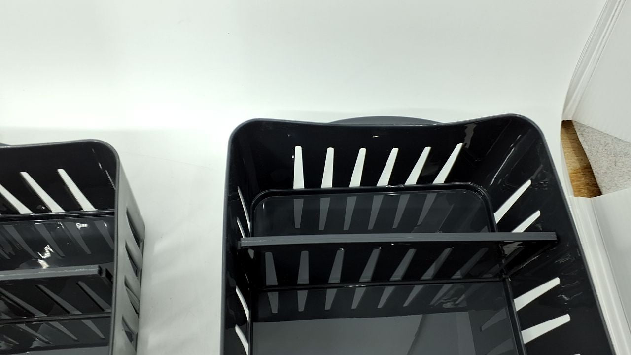 3 Compartment Storage Bins - Stackable Drawer Organizer - Grey