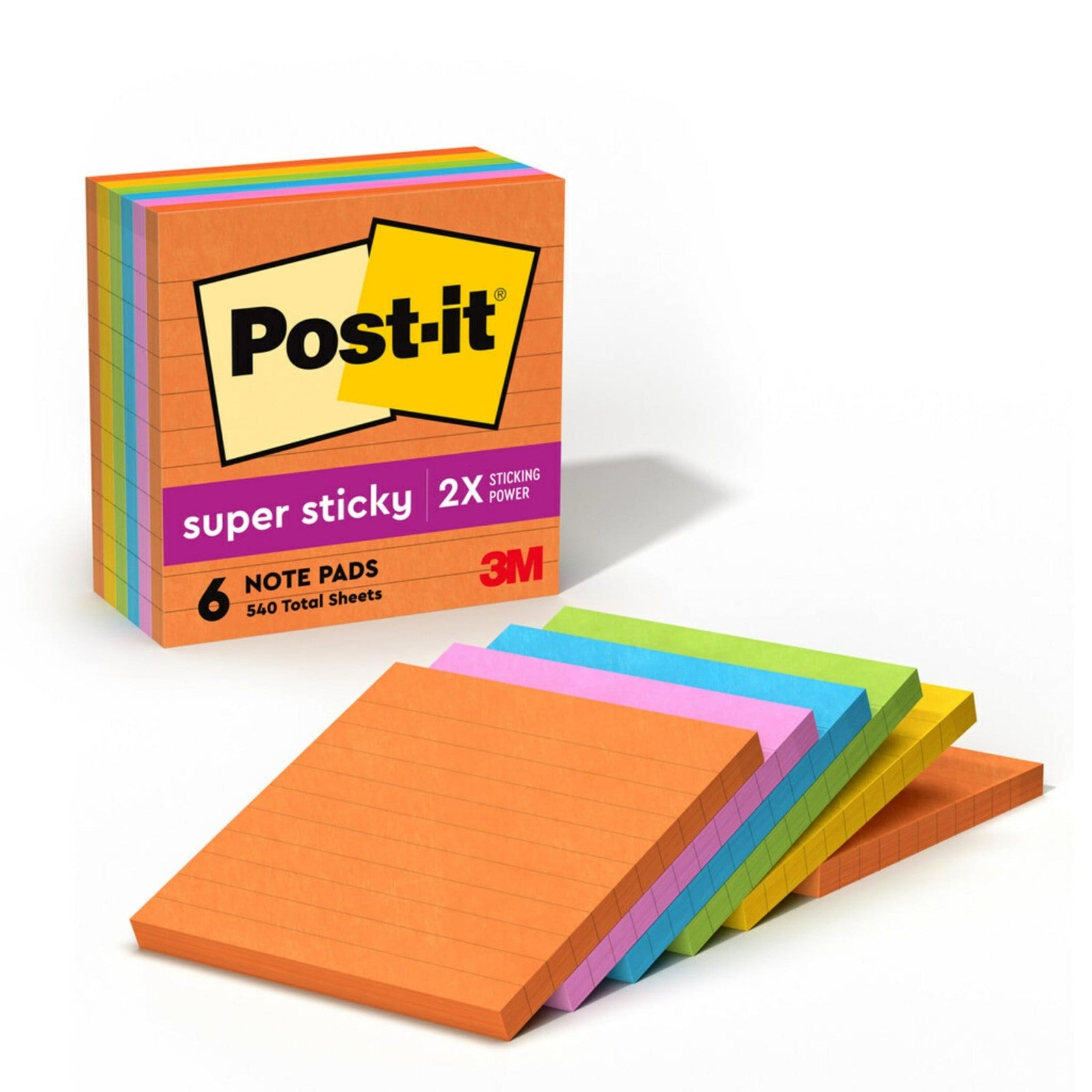 Post-it Super Sticky Notes, 4x4 in, 6 Pads, Ideal for Vertical Surfaces