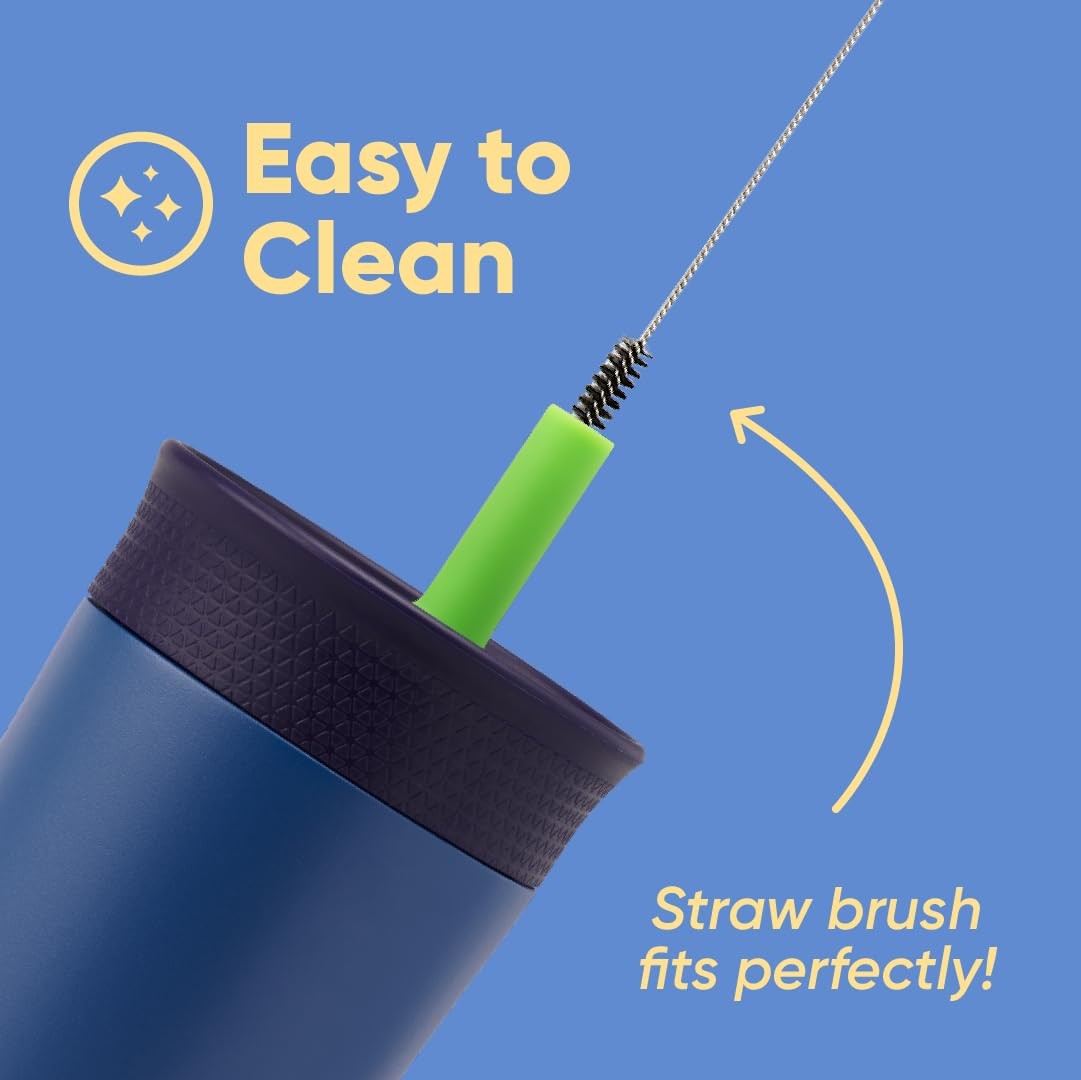 12 Oz Owala Kids Insulated Tumbler, Navy & Blue, Reusable Straw, Dishwasher Safe