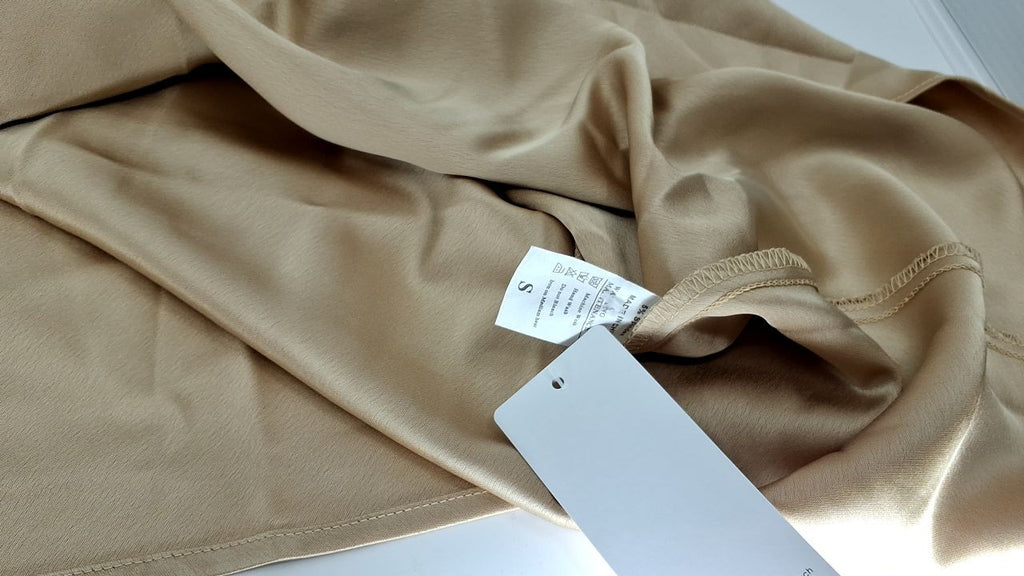 Women's Long Satin Maxi Skirt, High Waisted, Champagne, Size S