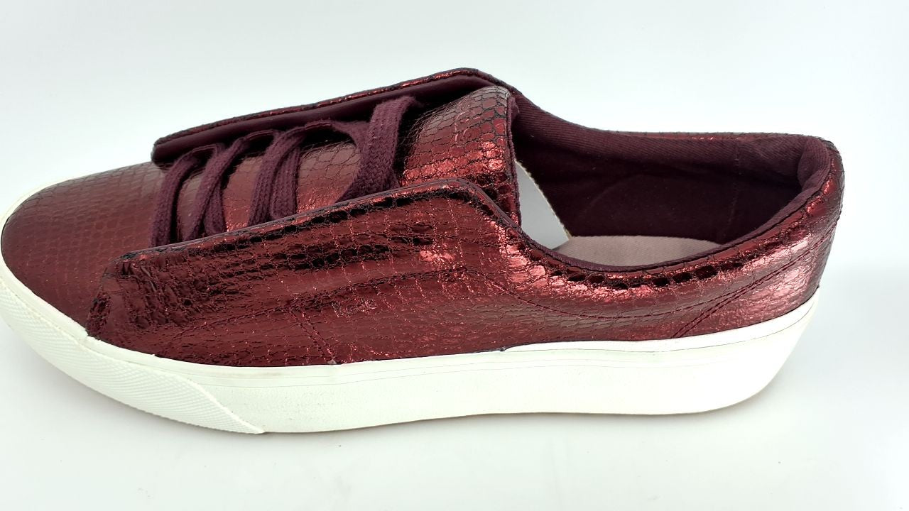 Keds Women's Remi Slip On Sneaker, Burgundy Embossed Leather, 11