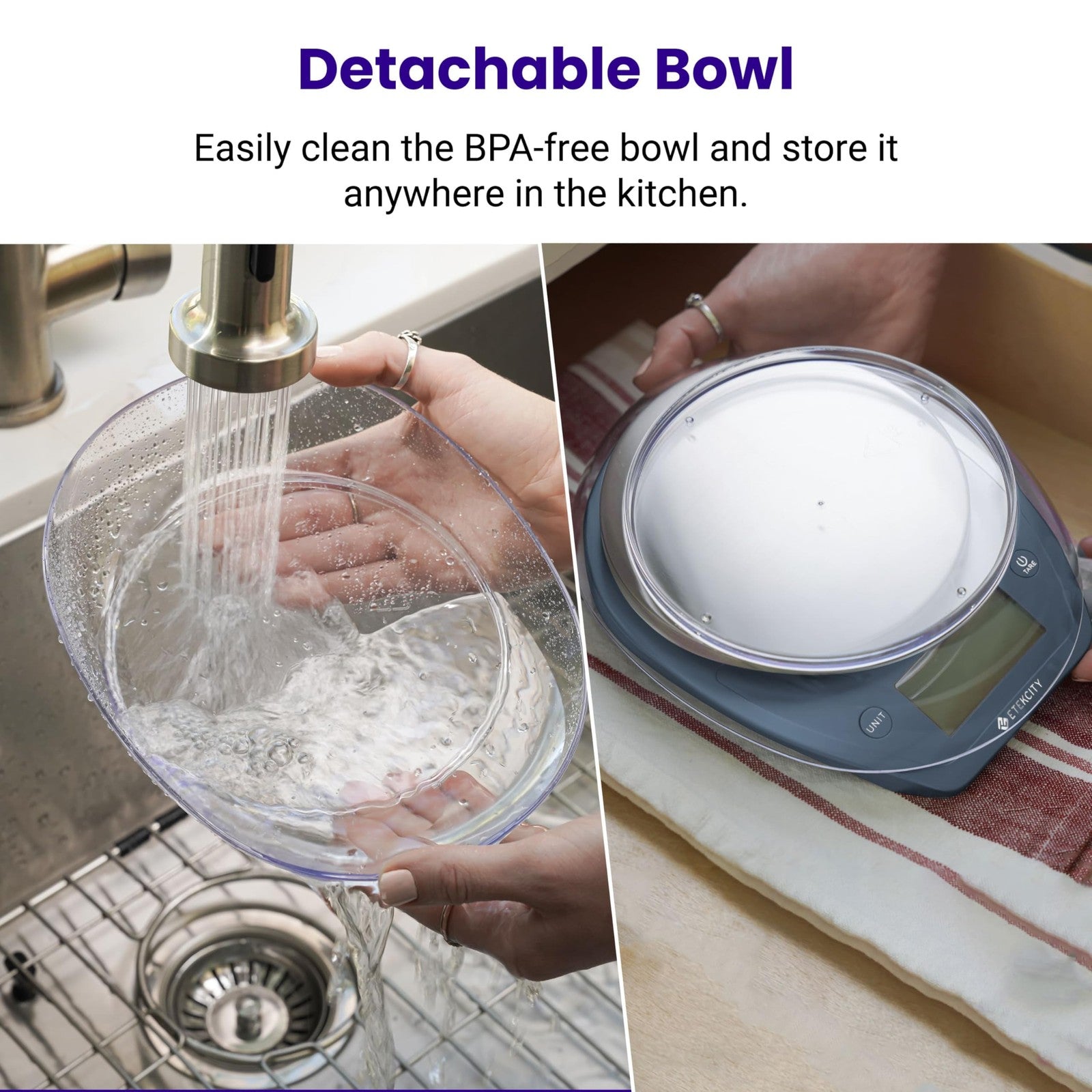 11lb Etekcity Food Scale, Digital Grams & Ounces, Stainless Steel Bowl