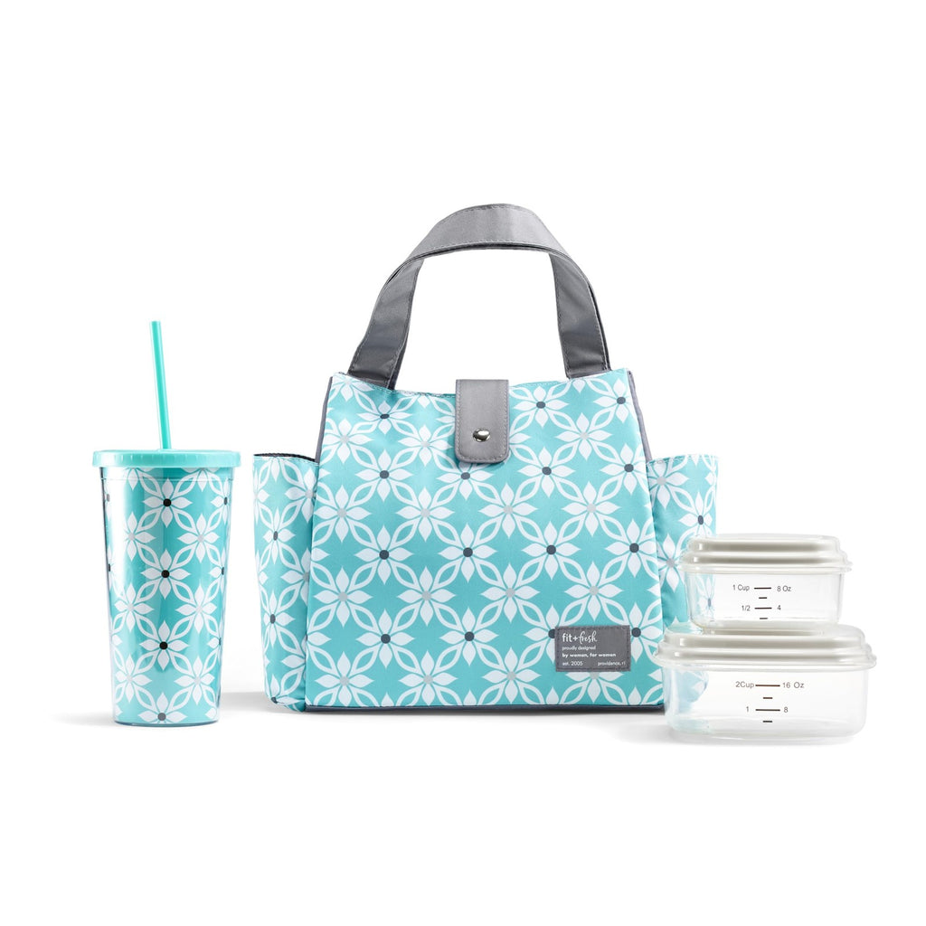 Fit & Fresh Leakproof Lunch Bag for Women, Aqua, Includes Tumbler