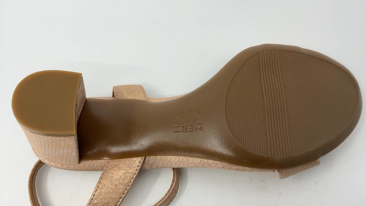 Naturalizer Bristol 9.5W Block Heel Sandal Blush Pink Metallic Snake