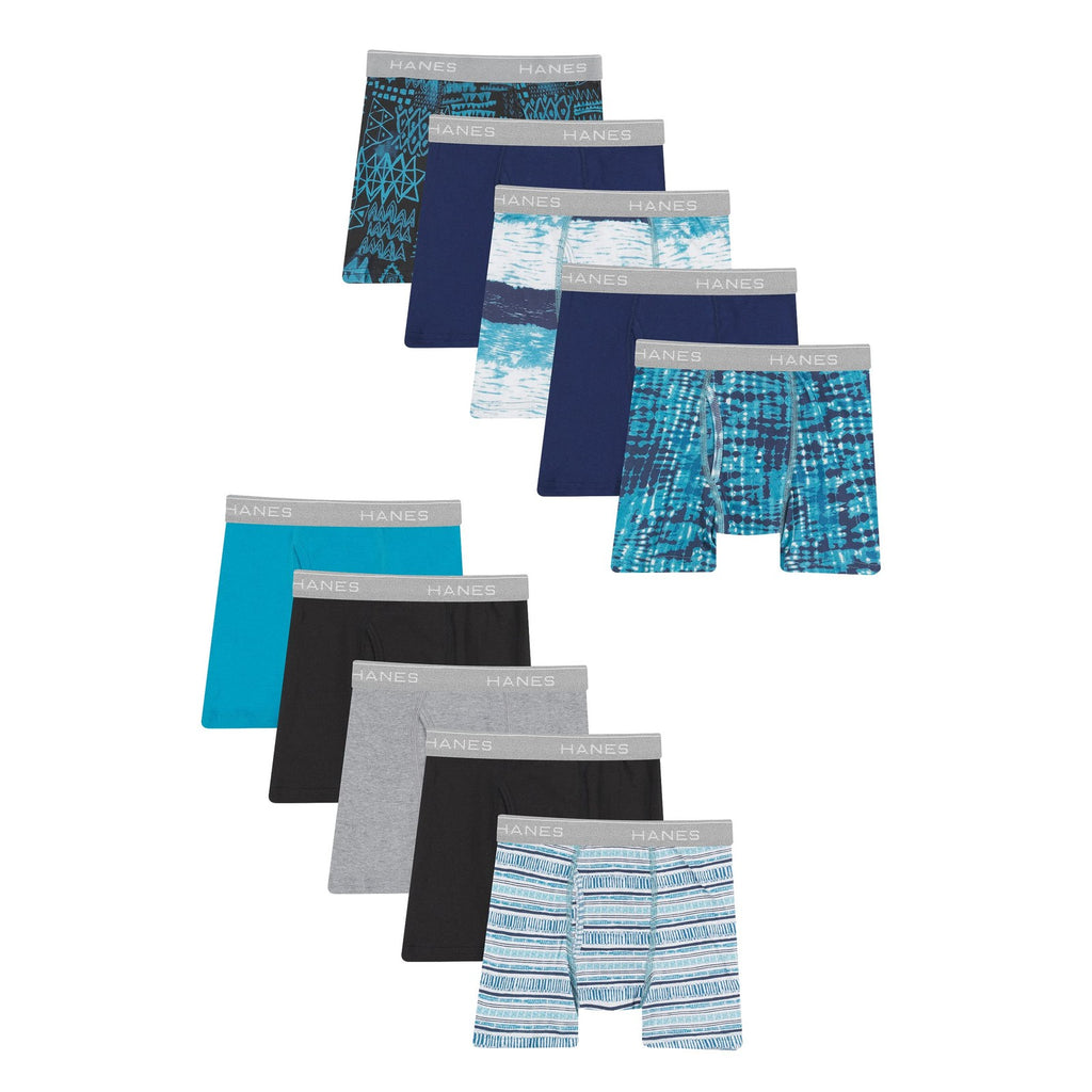 Boys' Comfort Flex Boxer Briefs 10-Pack, Medium, Cotton, Assorted Prints
