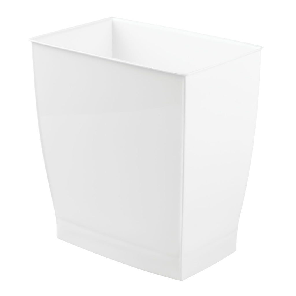 iDesign Rectangular Trash Can 2.5 Gallon White Plastic Waste Basket