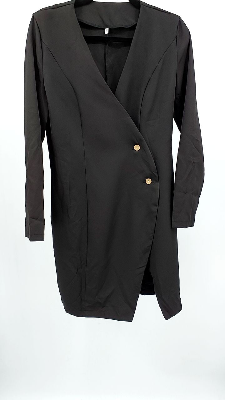 Long Sleeve Blazer Dress with Button Detail