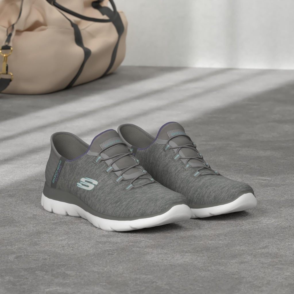Skechers Summits Vegan Sneakers, Memory Foam Insole, Grey Mint, 10 W
