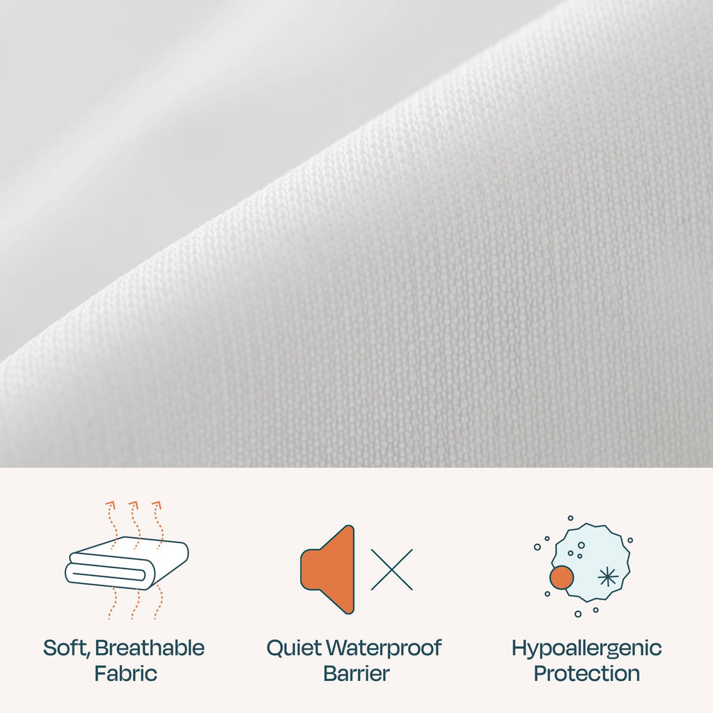Full Waterproof Mattress Protector Zipper Cover, Quiet & Breathable, White