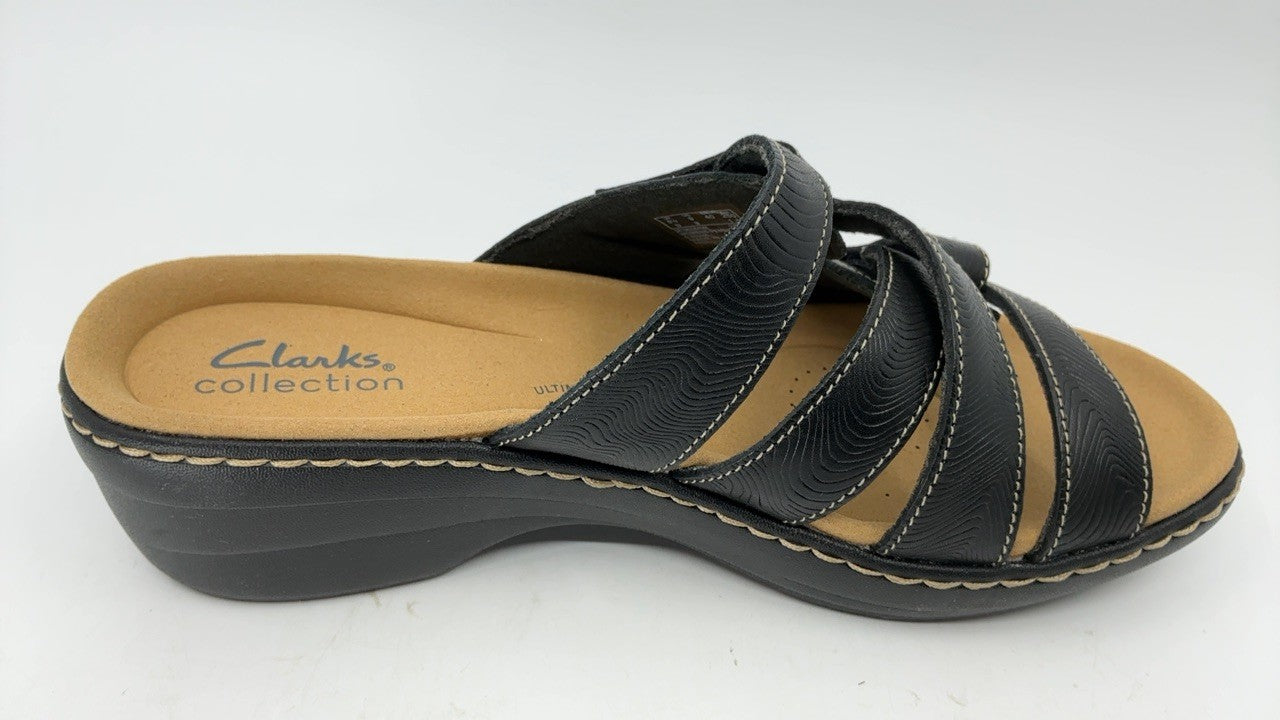 Clarks womens Merliah Karli Sandal, Black Leather, 9 US